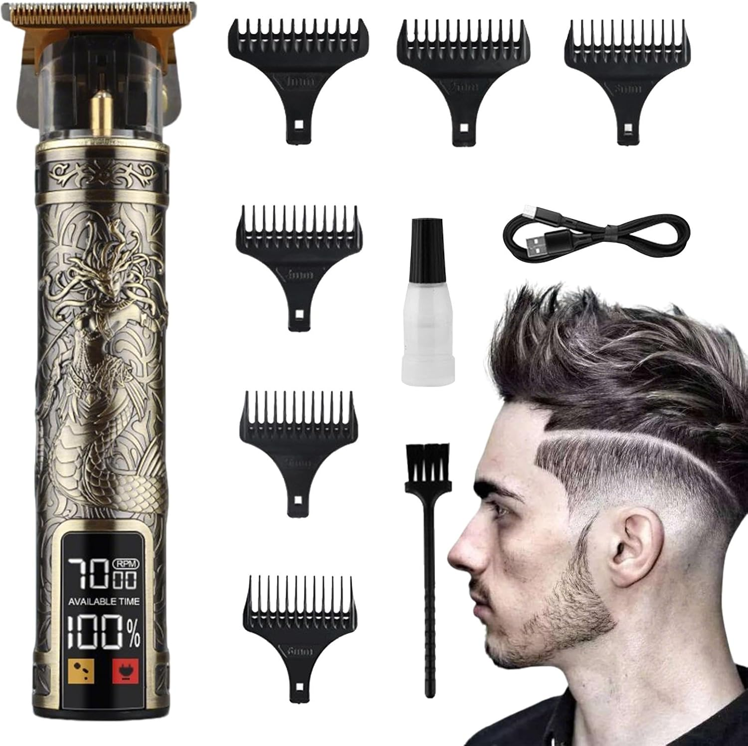 Hair Cutter for Men | Hair Barber Trimmer for Men with Guide Combs,Cordless Haircut Machine Grooming Kit for Father Barber Son Boyfriend image number 6