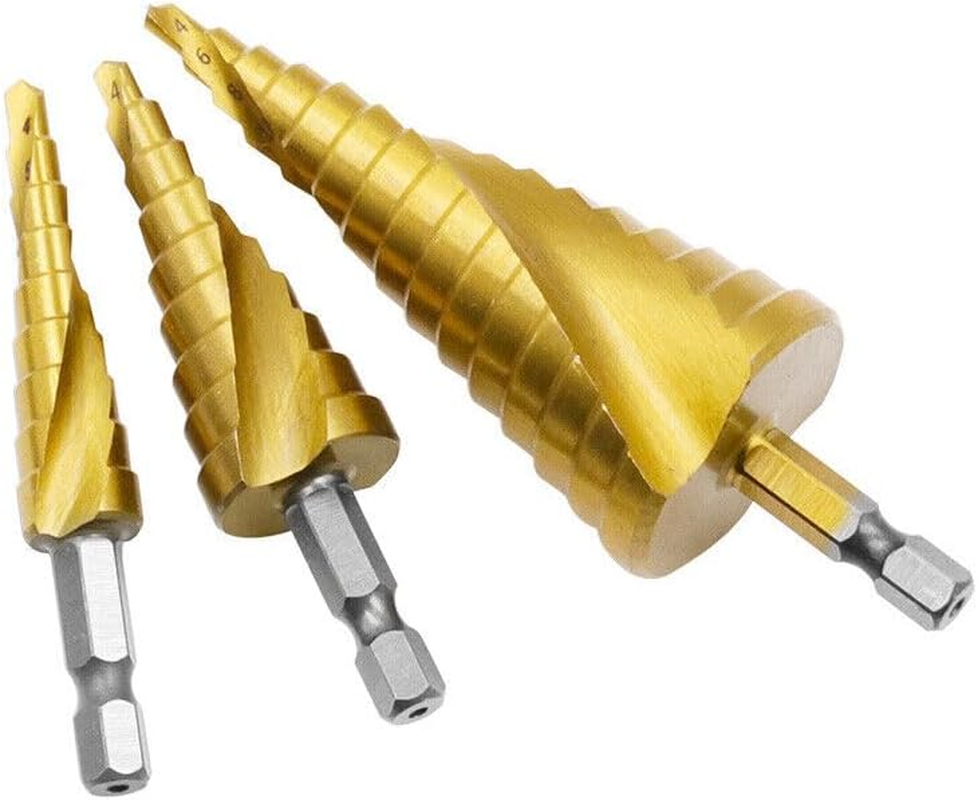 LEDON 3 Pcs HSS Steel Step Cone Drill Titanium Metal Hole Cutter Bit Set 4-12/20/32Mm image number 4