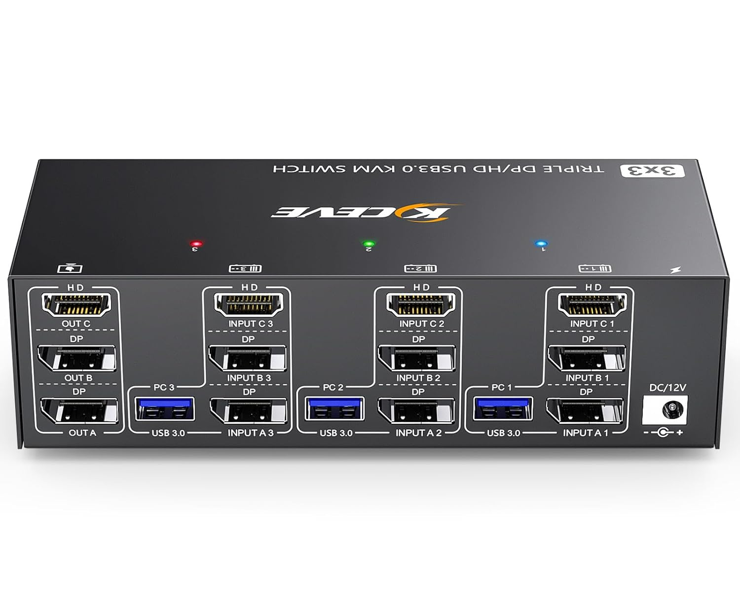 KVM Switch 3 Monitors 3 Computers 8K@60Hz 4K@144Hz, Camgeet HDMI+2 Displayport KVM Switch Triple Monitor for 3 Computer Share 3 Monitor and 4 USB3.0 Devices,Wired Remote and 12V Power Adapter Included image number 2