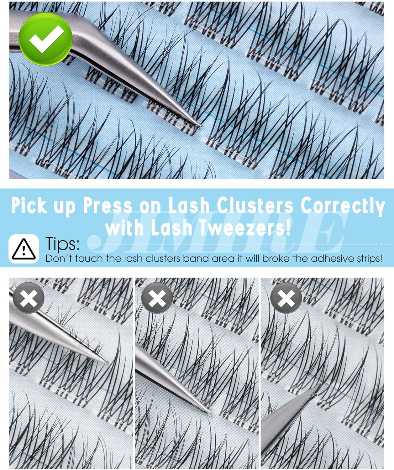 JIMIRE Natural Self Adhesive Eyelashes Wispy Pre Glued Lash Clusters No Glue Needed Press on Lashes Reusable Self Adhesive Lash Clusters Easy to Apply 9-12MM 108Pcs Pack image number 4