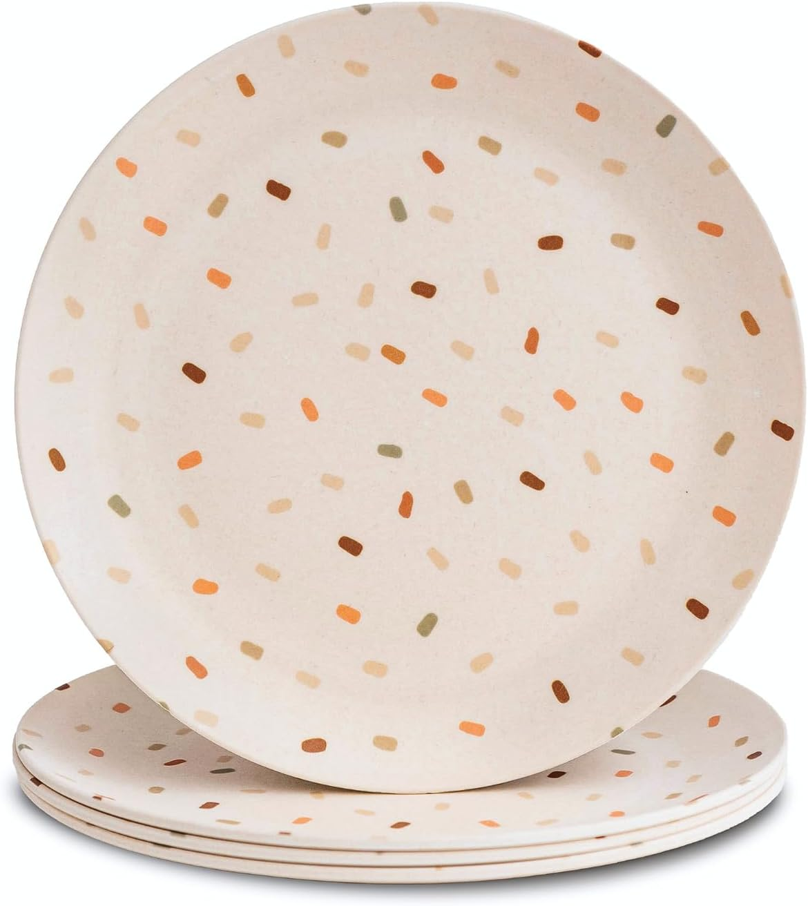 Nook Theory 4 Pack Reusable Bamboo Plates - Non-Toxic Toddler and Kids Plate, Dishwasher Safe, Not Microwavable Dinnerware (Celebration 10")