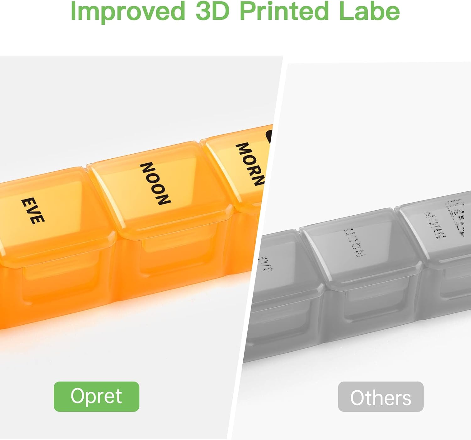 Opret Pill Organiser Box 7 Day, Weekly Travel Medication Organiser 4 Times a Day, with 28 Large Compartment for Fish Oil Vitamins Tablets and Supplements - Black-Coloured - Black-Coloured image number 4