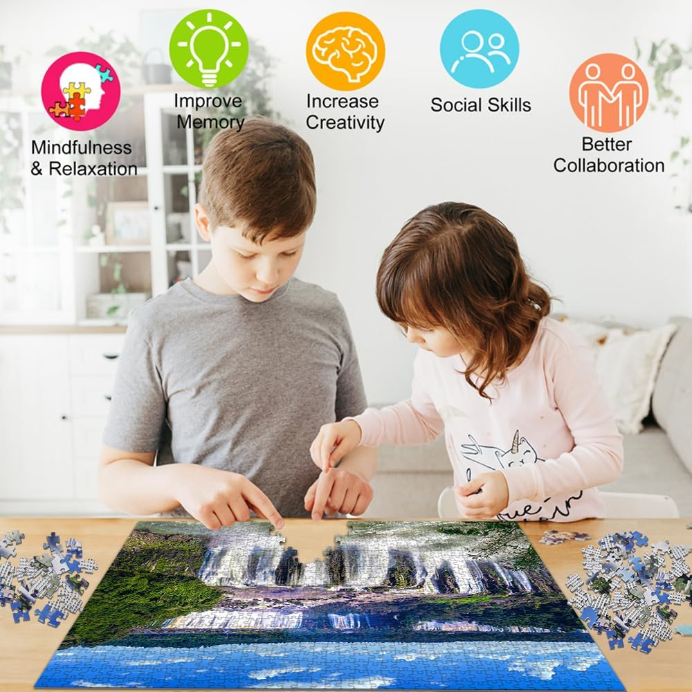 HUADADA Jigsaw Puzzles for Adults 1000 Pieces, Puzzles for Adults 1000 Piece, Challenging Game Toys, Impossible Puzzle, Family Decoration Puzzle - Iguazu Falls image number 3