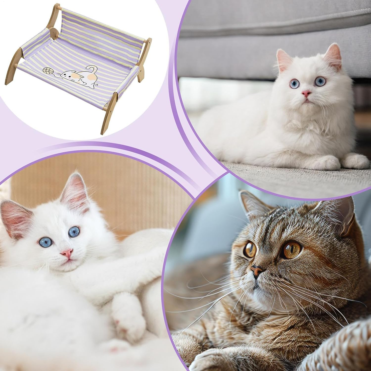 Cat Lounger - Comfortable Kitten Resting Lounge, Soft Breathable Sleeping Stripe Bed | Cozy Cat Soothing Lounger for Apartment Living, Indoor and Outdoor Use, Pet Chair, Comfort with Calming Design image number 5