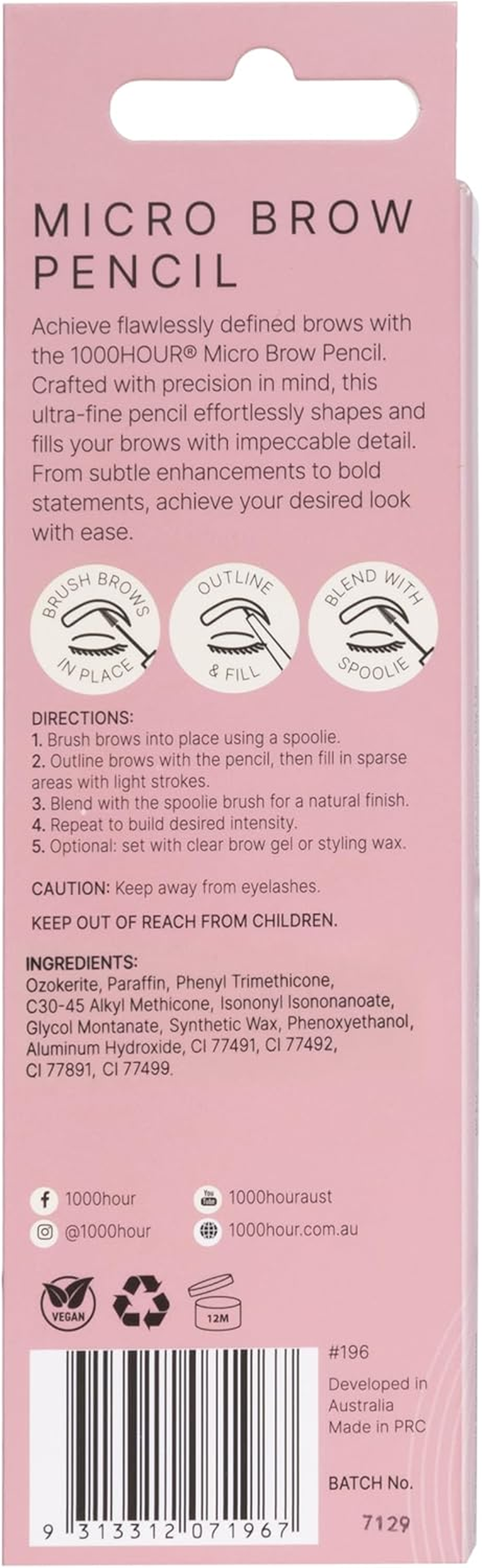 1000 Hour Micro Brow Pencil 0.1 G, Dark Brown image number 1