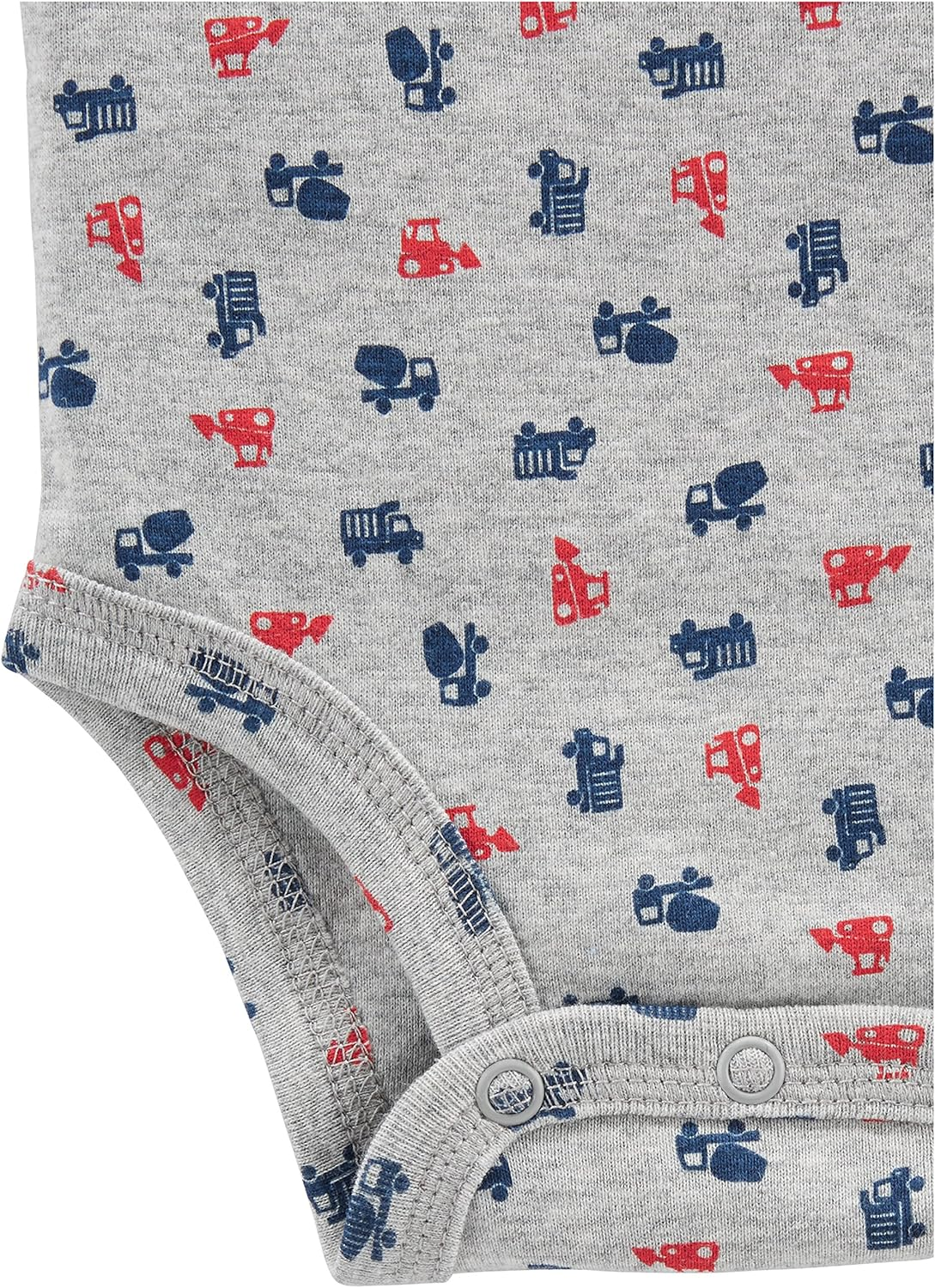 Simple Joys by Carter'S Baby Boys' 5-Pack Long-Sleeve Bodysuit, Blue/Grey Trucks/Red Stripe, Preemie image number 2