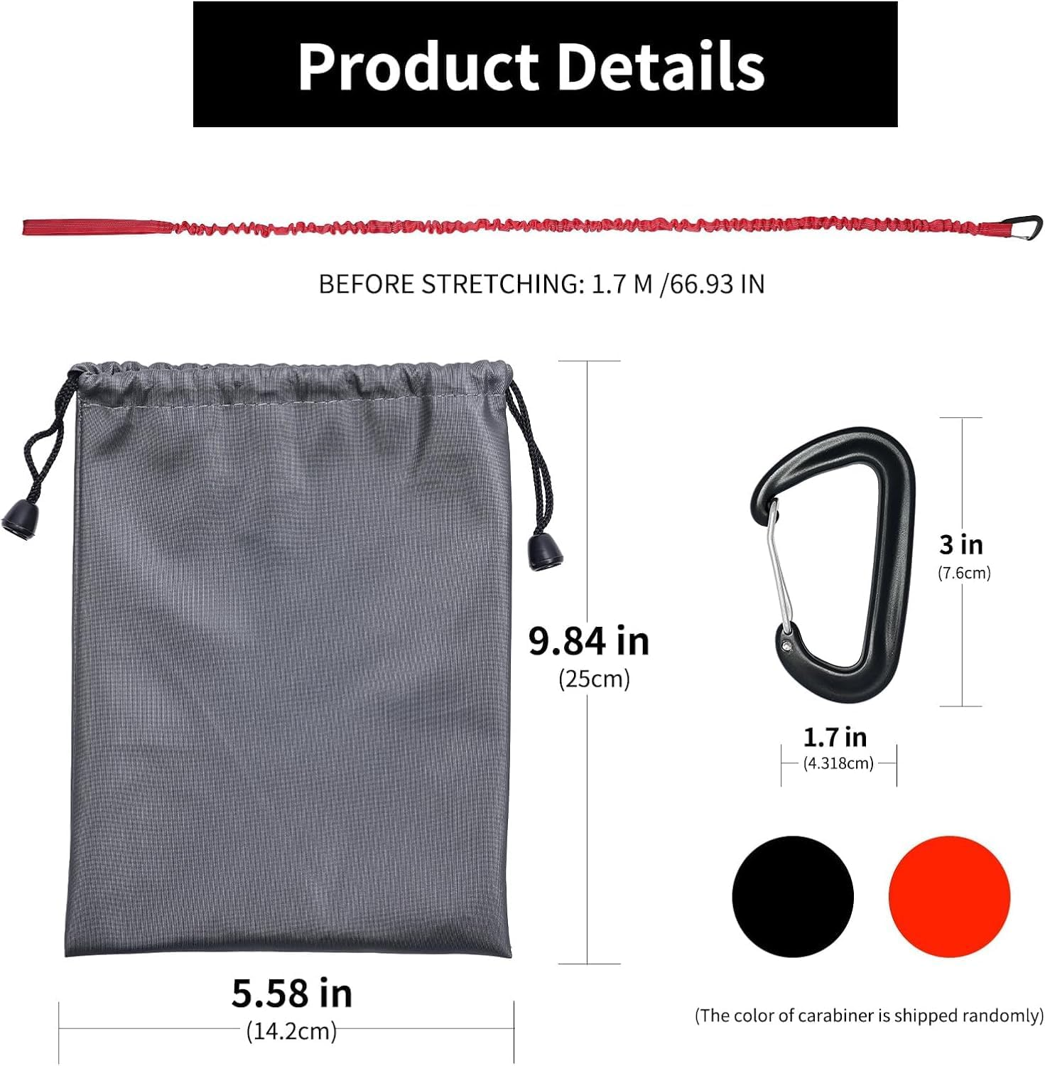 3 Meters Elastic Bicycle Tow Strap, 1Pc Cycling Stretch Pull Strap Bicycle Tow Rope, Elastic Bicycle Tow Rope with Storage Bag, MTB Cycling Stretch Pull Strap for Long Ride Going Uphill, Orange image number 4