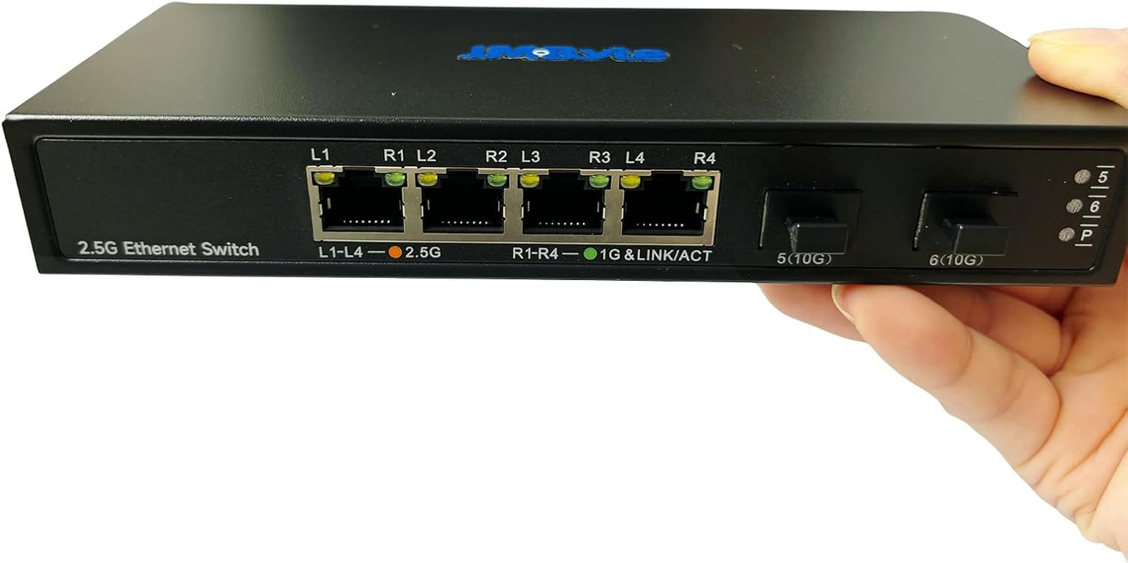 Jm-Byte 6-Port Desktop Ethernet Switch with 2 X 10G SFP/SFP+ Uplink Ports, 4 X 2.5 Gigabit RJ-45 Ethernet Ports, Unmanaged Network Switch, Plug & Play, Metal Case (JM-CN2059-X) image number 6