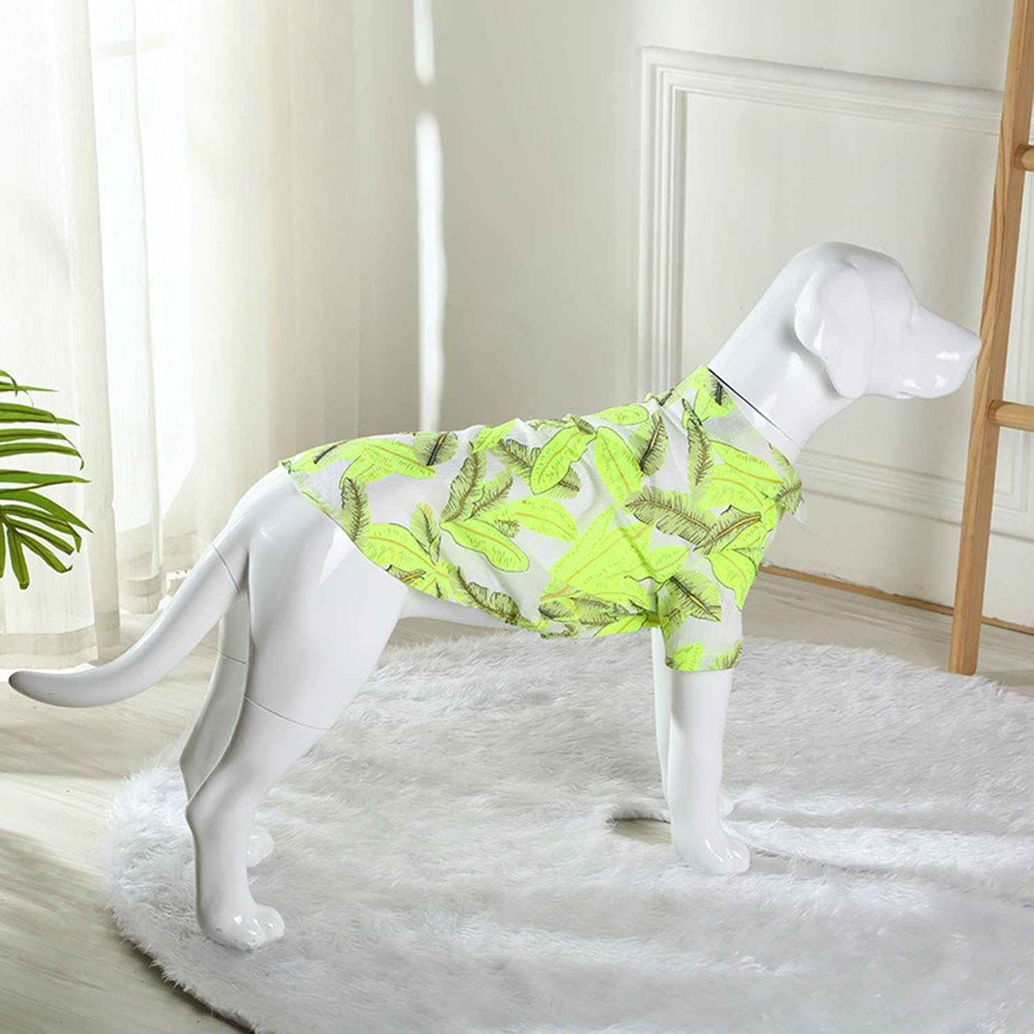 Dog Shirt Hawaiian Style Summer Pet Clothes Cool Breathable Costume Beach T Shirt for Medium Large Dogs 6XL (Yellow Leaves) image number 5