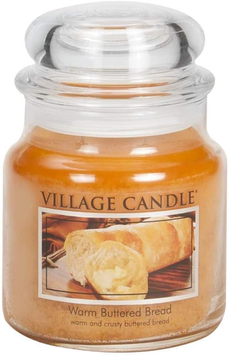 Village Candle Warm Buttered Bread Medium Glass Apothecary Jar Scented Candle, 13.75 Oz, Brown, 13 Ounce image number 1