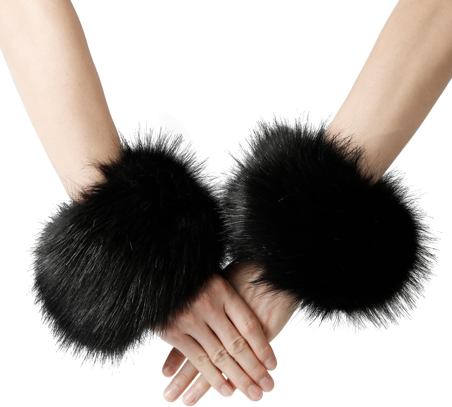 XIHIRCD Winter Wrist Cuff Warmers, Faux Fur Wrist Cuffs for Women Wrists and Arms Warm Stretch Short Arm Warmers Wrist Cuff