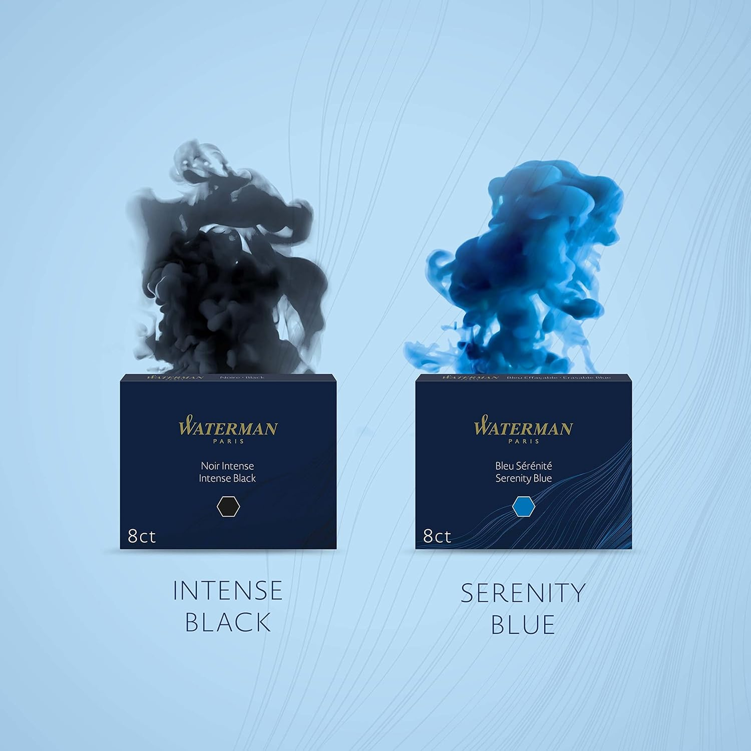 Waterman S0110940 Fountain Pen Ink Cartridges, Short 'International', Intense Black, 6 Count