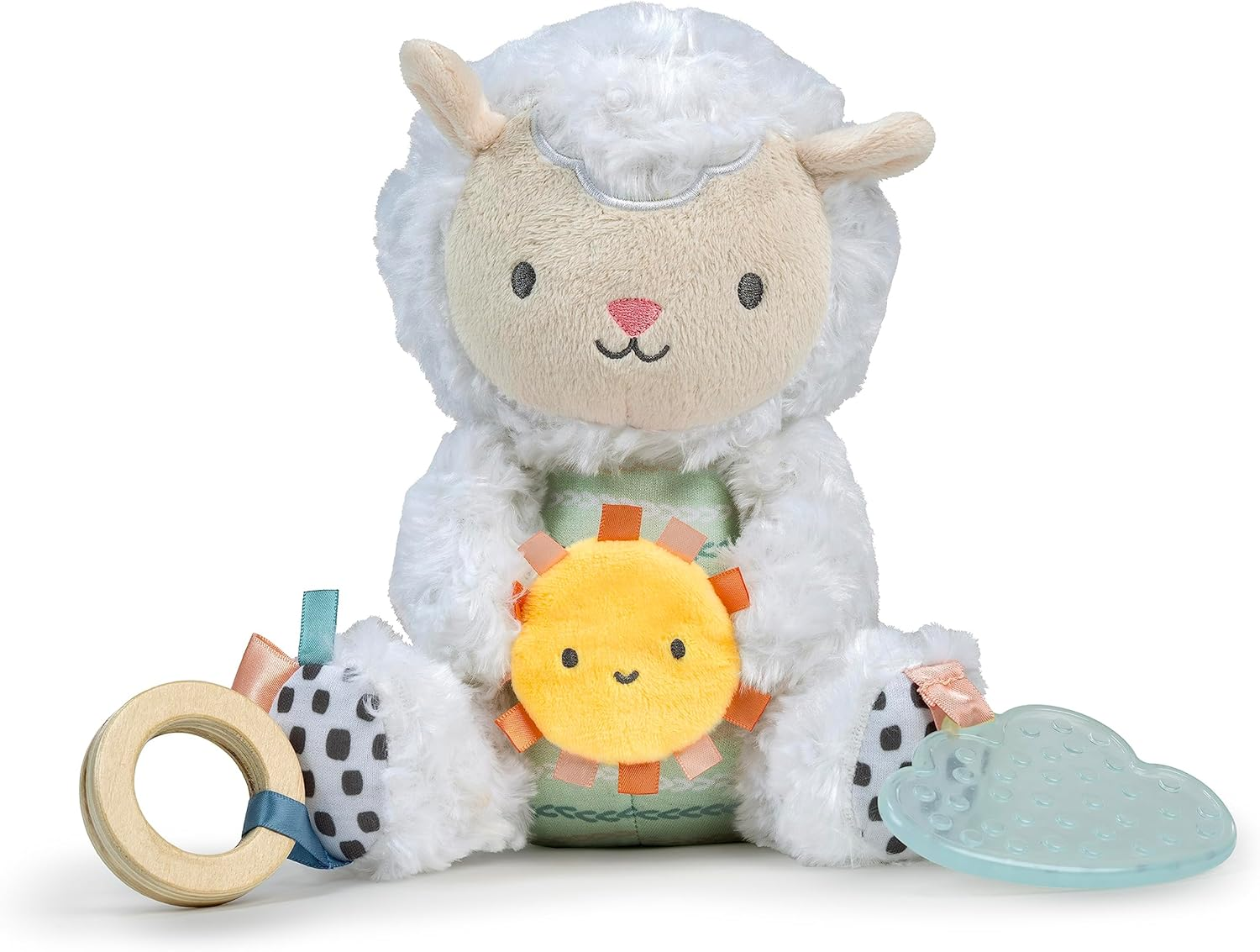 Ingenuity Calm Springs Plush Activity Pal Bpa-Free Cloud Teether, Multi-Texture Fabrics, Sheppy image number 1