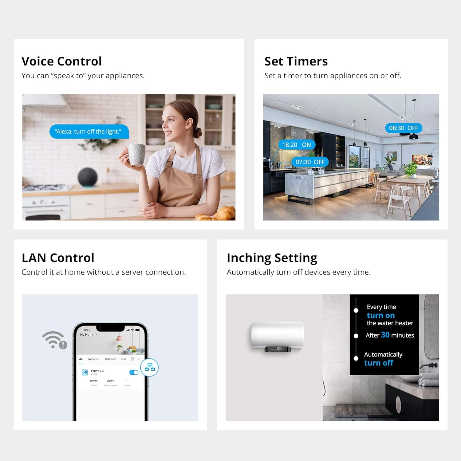 SONOFF POWR316D Elite Smart Switch with Power Meter, 16A Wifi, LCD Digital Energy Display, Overload Protection, Current Monitoring, Compatible with Alexa/Google Home image number 2