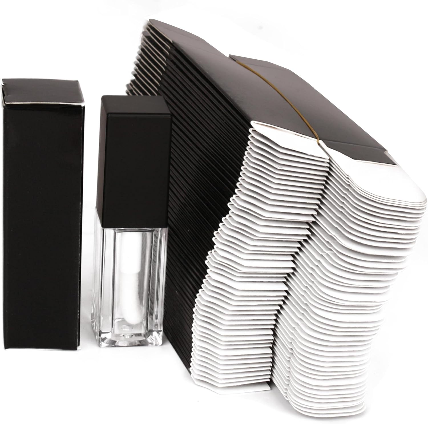 25Pcs 25 * 25 * 86Mm Craft Paper Box for Lip Gloss 350Gms Lipstick Packing Box for Lipgloss Tubes(Pink Paper Box 25Pcs) (Black)