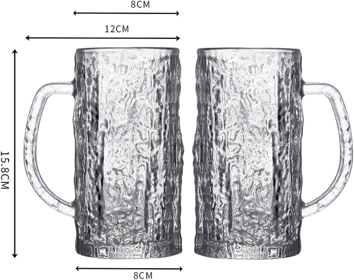 DZGUAI Pub Beer Glass - 485ML, Set of 2, Beer Glass Gift Set, Large Beer Mugs, Premium Glassware,Glacier Pattern Glass Cups image number 4