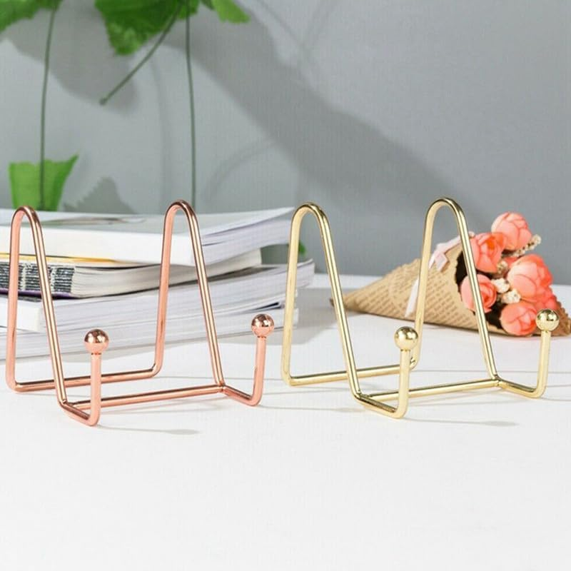 Iron Display Stand Dish Rack-Plate Bowl Picture Frame Photo Book Pedestal Holder - with Vintage Nordic Style for Home and Office Decor image number 4