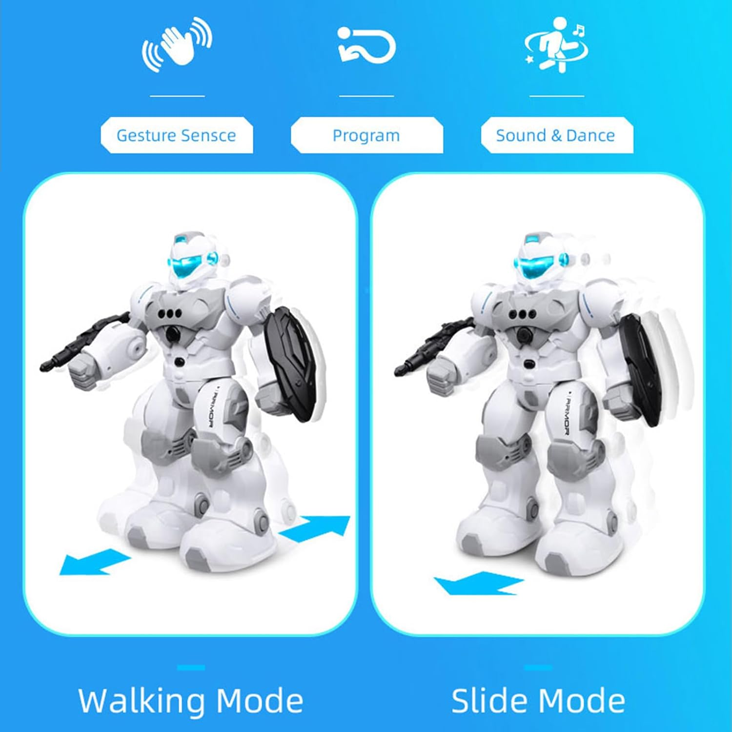 Robot Toys for 6-10 Year Old Kids, Rechargeable Intelligent Programmable RC Robot with 2.4Ghz Gesture Sensing, Christmas Birthday Gifts for Boys Girls image number 3