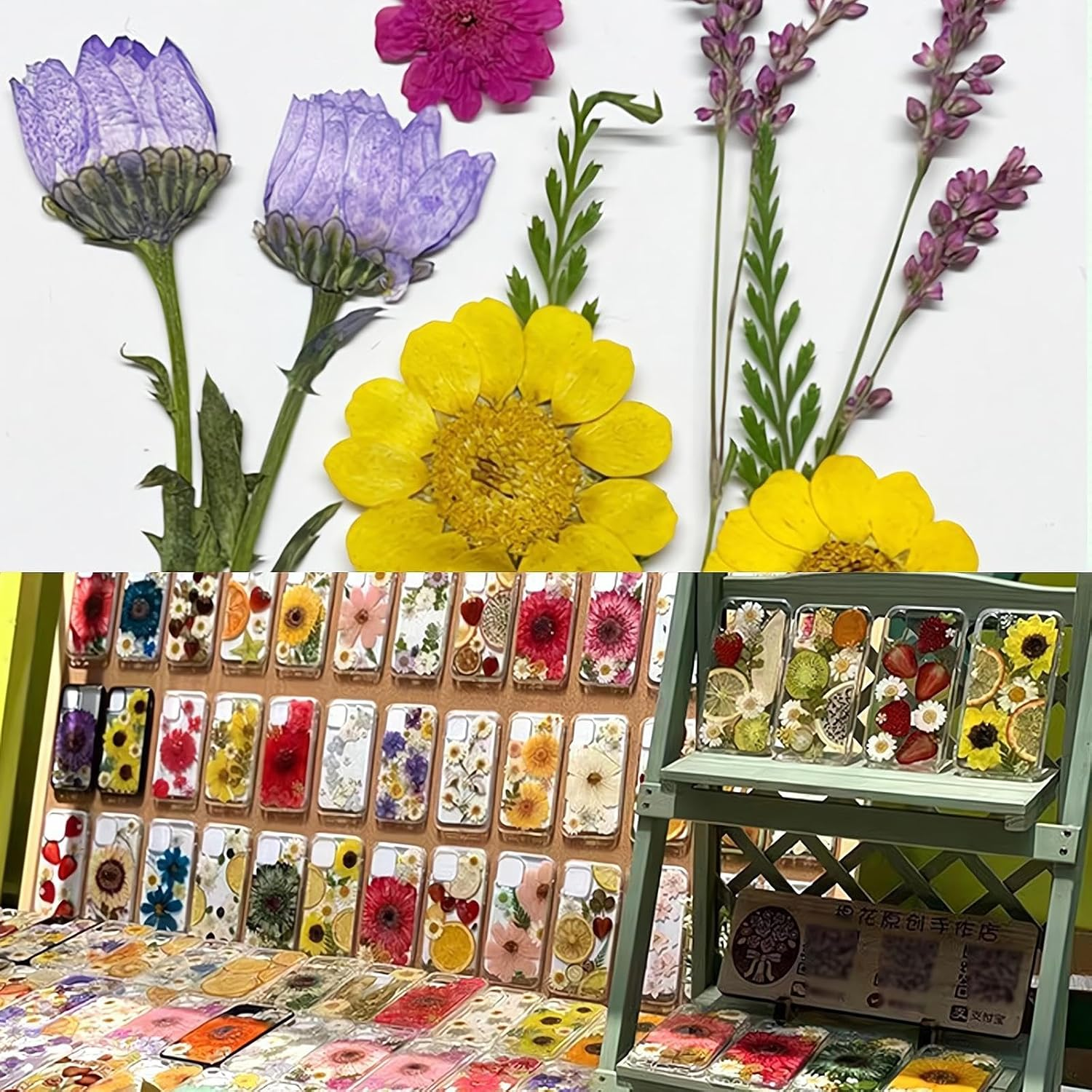 REGODI 96Pcs（8 Sheets） Dried Pressed Flowers & Leaves for Crafts - Natural Dry Flowers for Resin Art, DIY Jewelry, Candle & Soap Molds, Phone Case Decor (Pressed Flowers, Dried Flowers Crafts)