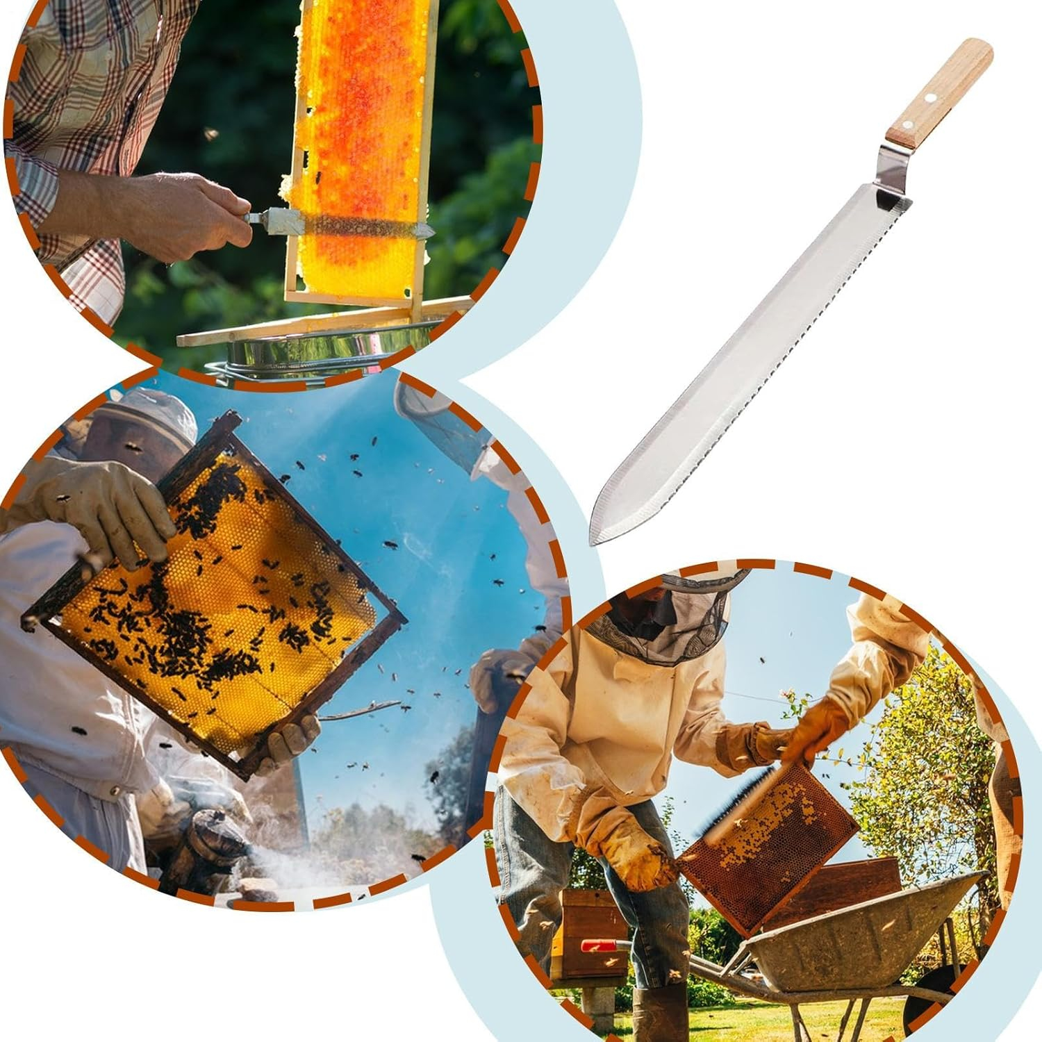 Uncapping Cutter Beekeeping &ndash; Stainless Steel Honey Knife, Serrated Edge Bee Cutter | Comfortable Beekeeper Hand Tool for Fast Honey Frame Uncapping and Smooth Extraction in Hive Maintenance - Single Sided image number 2