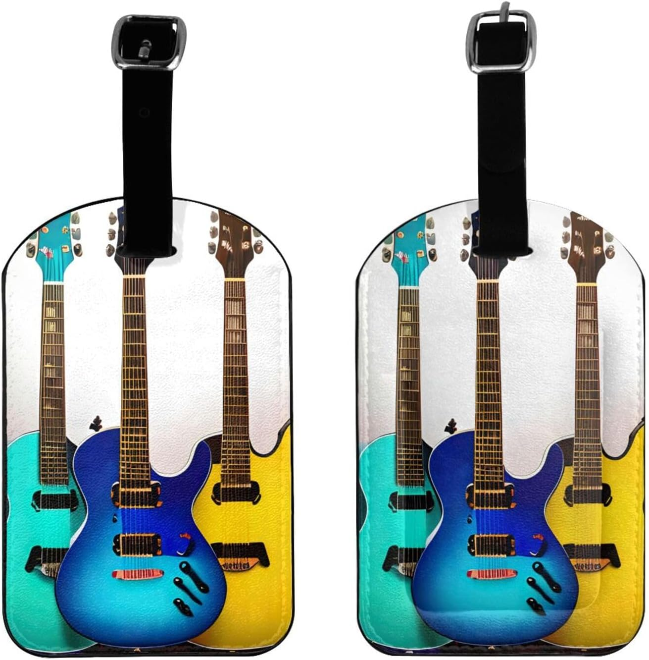 Colorful Guitars Print Elegant Tag Stylish Tag Luggage Tag 4.3 X 2.76 Inch for Suitcases Travel Bags image number 4