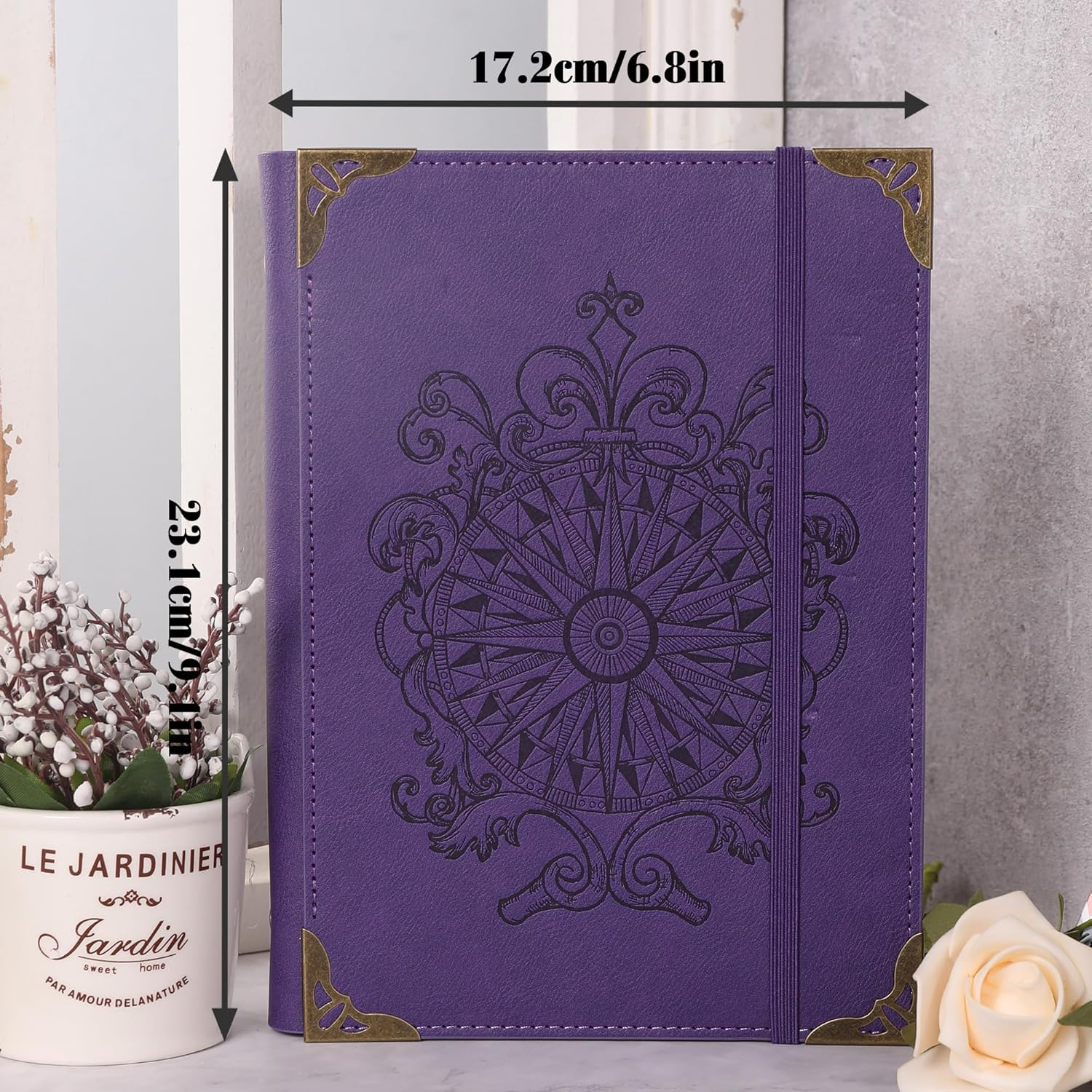 TIEFOSSI A5 Binder 6 Ring Notebook for Women Men, Hardcover PU Leather Journal, Compass Vintage Journal, College Ruled Notebooks for School, Planner, Travel, Work, Organizer