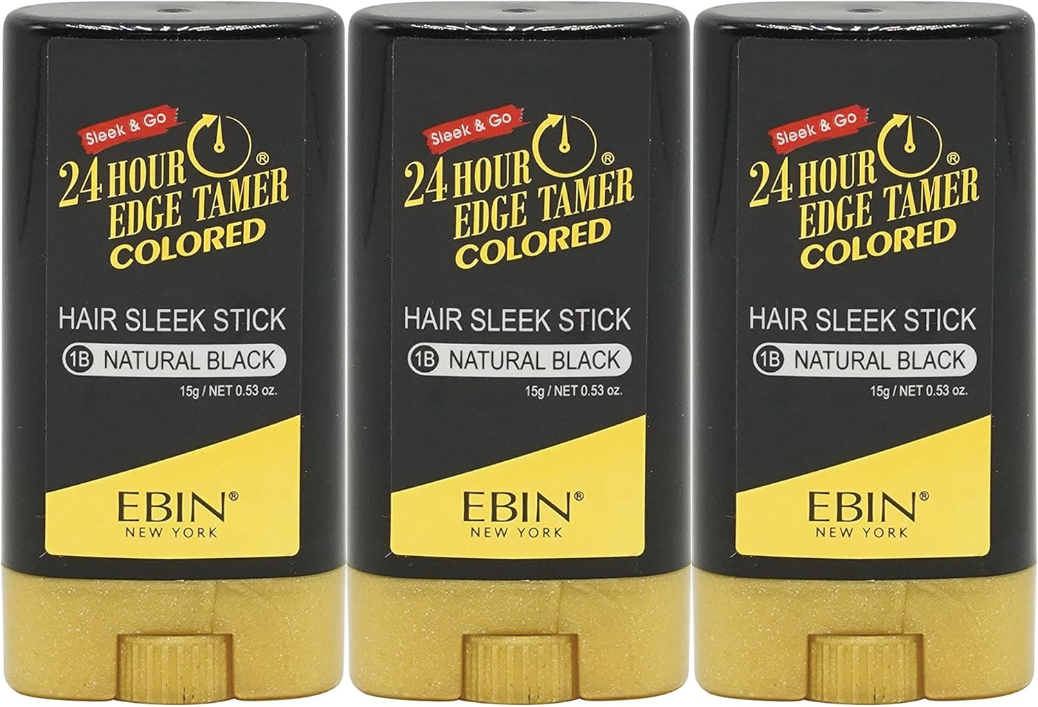 EBIN NEW YORK 24 Hour Colored Sleek Stick, Dark Brown, 3Pack (0.53Oz Each) - Covers Gray Roots, No Flaking, No Residue, Strong Hold for All Hair Types
