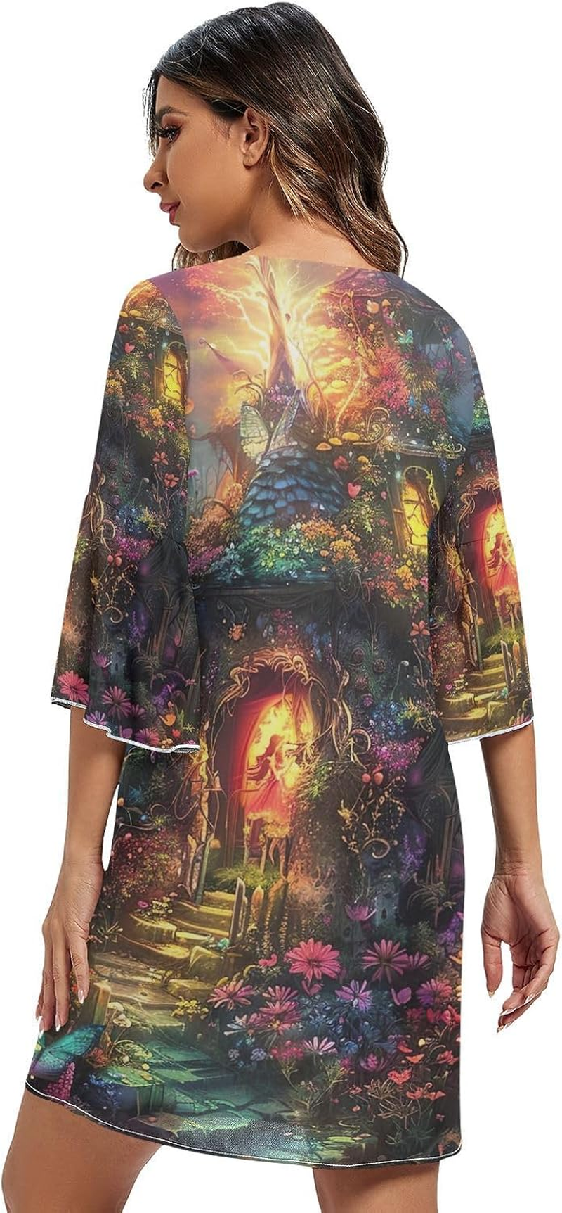 Vibrant Fairy House Ladies Chiffon Dress Printed Line Maternity Dress S-XXL image number 4