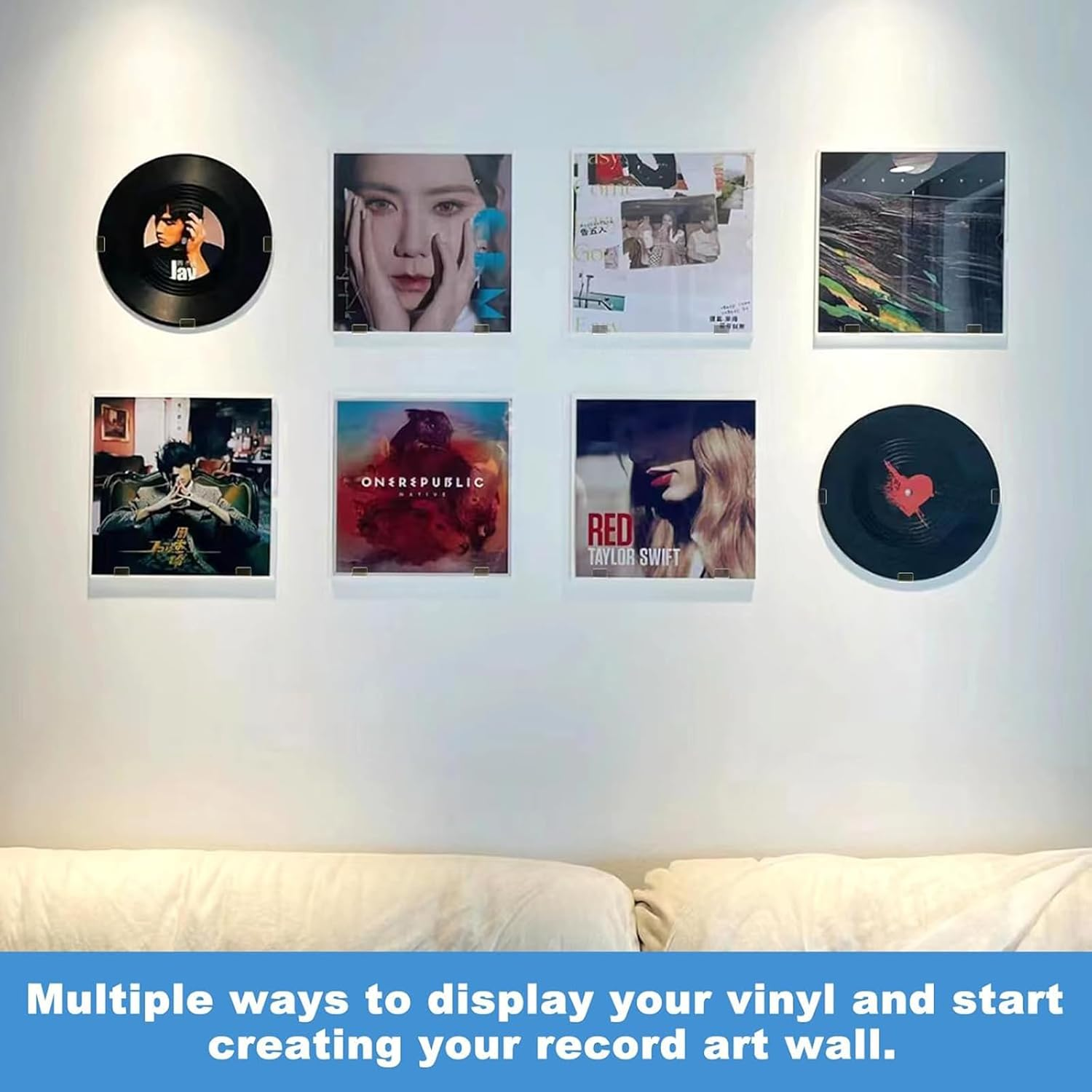 Zalizr 30 Pcs Vinyl Record Wall Display Holders, Self-Adhesive Hook Hanger Stand, Clear Acrylic Shelf for Lps, Music Albums, CD & Magazine Storage (Clear) image number 6