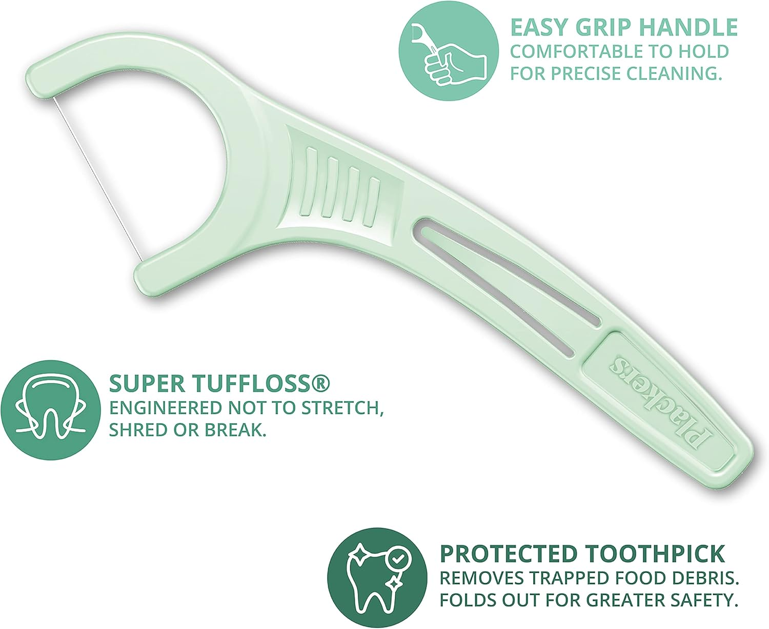 Plackers Micro Mint Dental Floss Picks, Made with Super Tuffloss&reg;, Protected Fold Away Pick, Easy to Use, Cool Mint, Green, Individually Wrapped, 500 Count image number 3