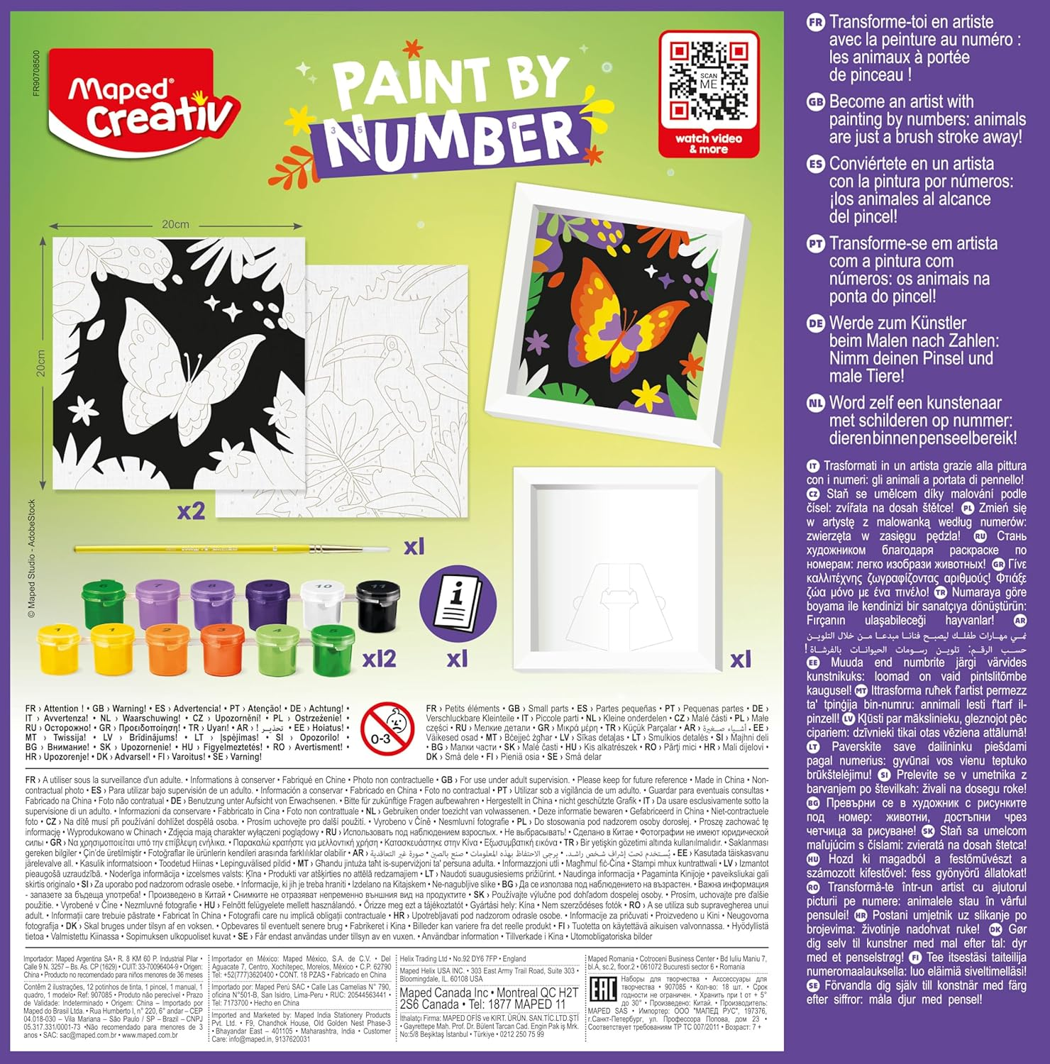 Maped CREATIV - Paint by Numbers - Parrot and Butterfly - Painting Activity for Kids - Paint by Numbers - Creativity, Age 7+ image number 4