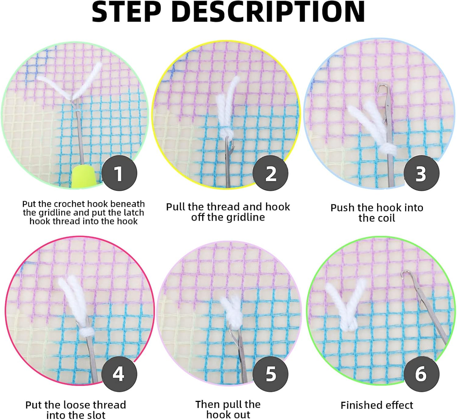 Gift2U Latch Hook Rug Kit for Adults Beginner, 3D Raccoon DIY Handmade Crochet Yarn Kit Animal Pattern Paint Embroidery Cushion for Home Decoration, 20X15 Inch image number 3