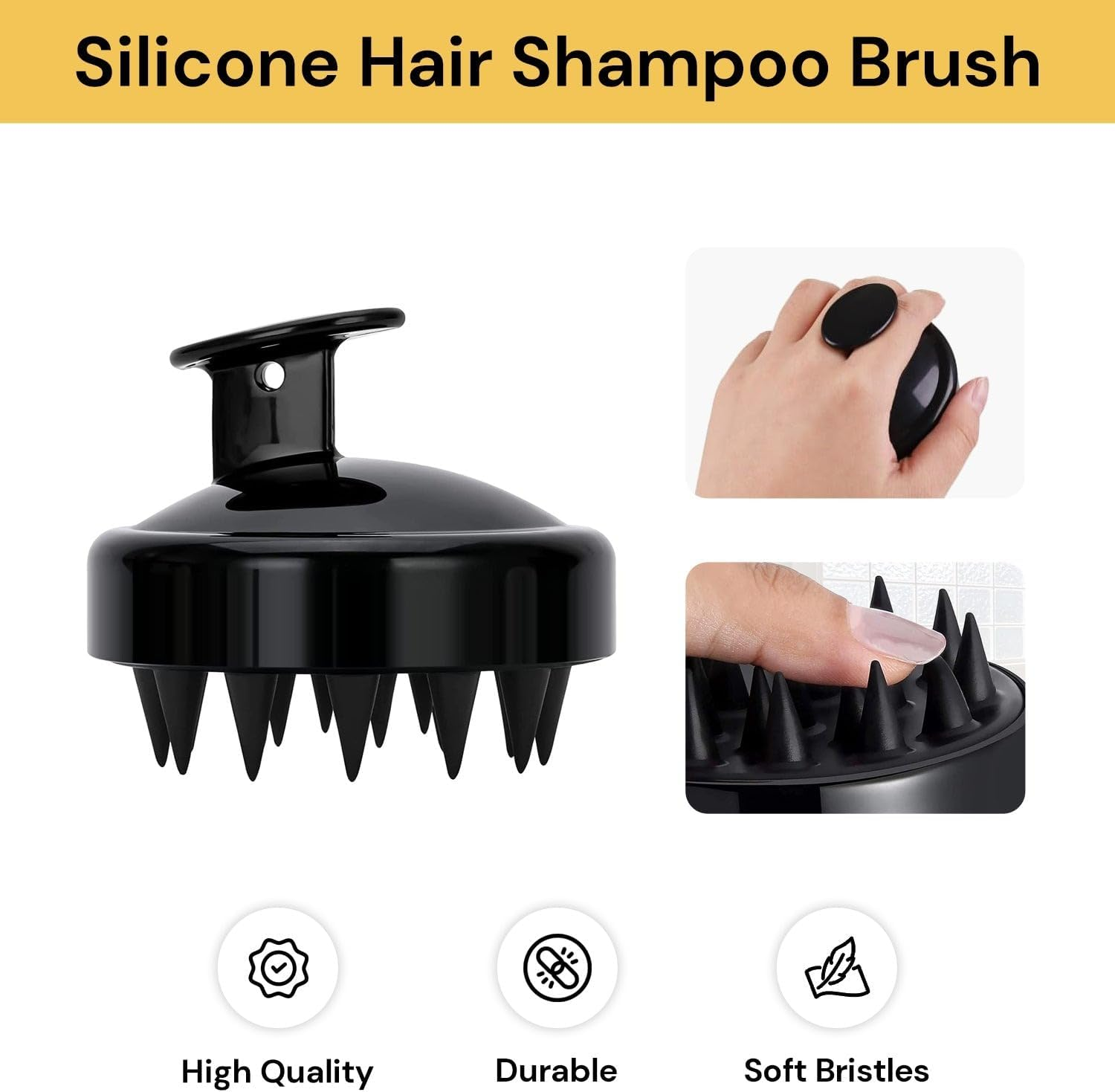 EZONEDEAL Hair Scalp Massager Hair Growth - Shampoo Brush Hair, Manual Wet & Dry Head Massager Scalp Brush Soft Silicone Bristles Care for the Scalp Scrubber Scalp Exfoliator Brush Dandruff Removal image number 4