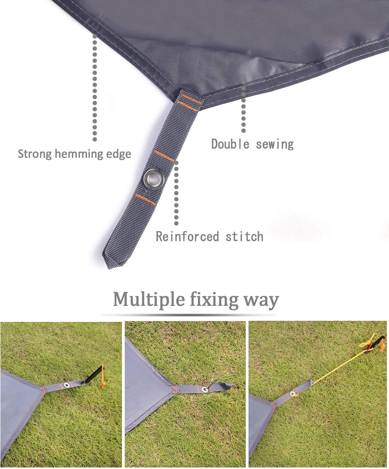 Hikeman Hexagonal Tent Footprint,1-4 Person Ultralight Waterproof Tent Tarp Ground Sheet Mat with 6 Tent Stakes for Camping Hiking Picnic Backpacking image number 6