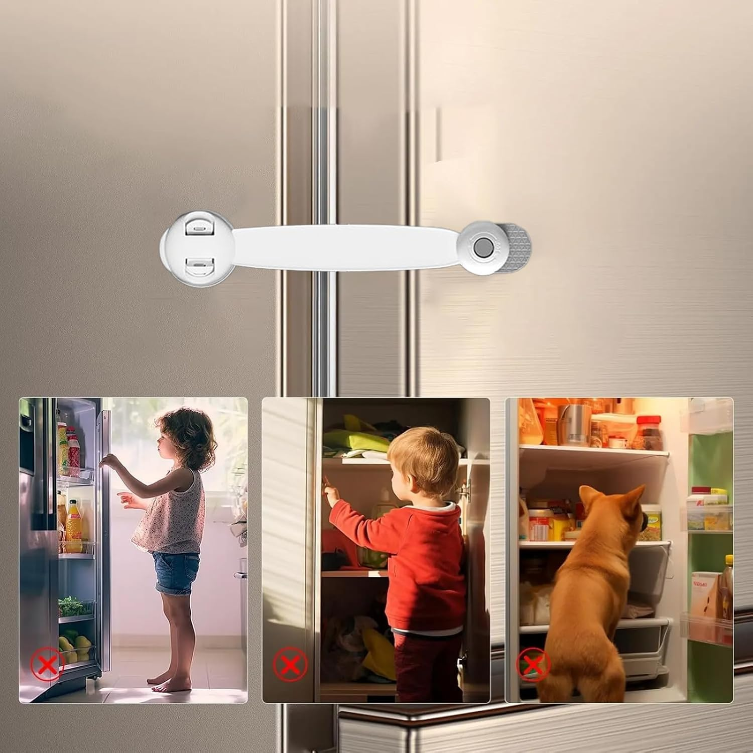 Child Proof Cupboard Locks, 2PCS Baby Proofing Latches for Cabinets and Drawers, No Tools Needed for Installation, Fridge Lock for Kitchen, Bathroom, Living Room and Office, 23.5 * 4.9Cm, Grey image number 5