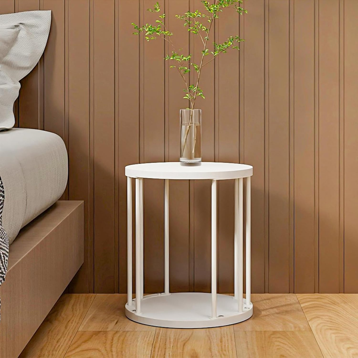 HDANI Small round Wooden Step Stool for Kids Adults, 300Lbs Load Capacity Garden Stool, Non-Slip Small Stool for Plant Stand, Kitchen, Bathroom and Bedroom, White image number 5