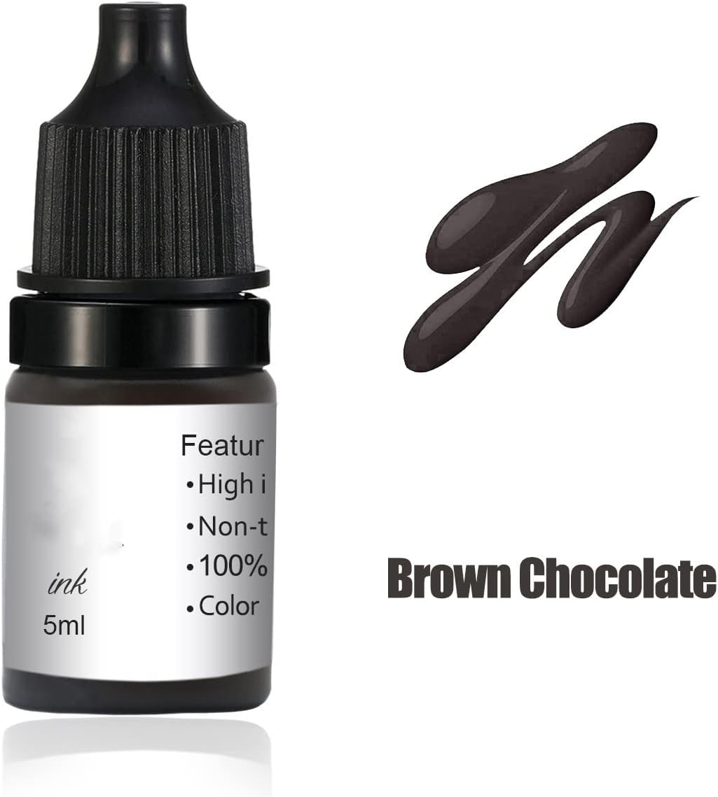 New 5Ml Permanent Makeup Pigment Ink Eyebrow Lip Microblading Tattoo Cosmetic Natural Color for Machine (Black Brown) - Black Brown image number 5