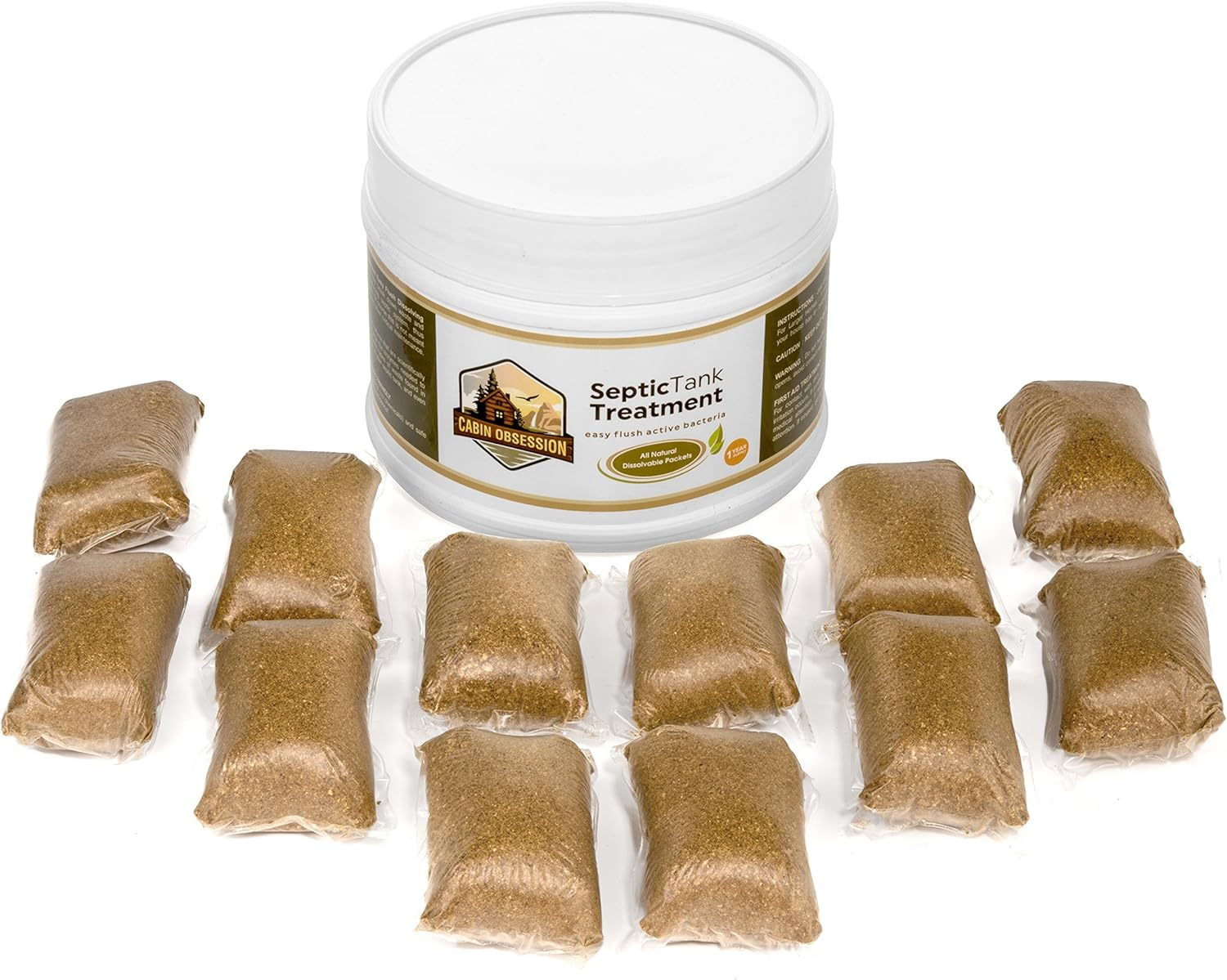 Septic Tank Treatment - 1 Year Supply of Dissolvable Easy Flush Live Bacteria Packets (12 Count) - Best Way to Prevent Expensive Sewage Backups - MADE in USA