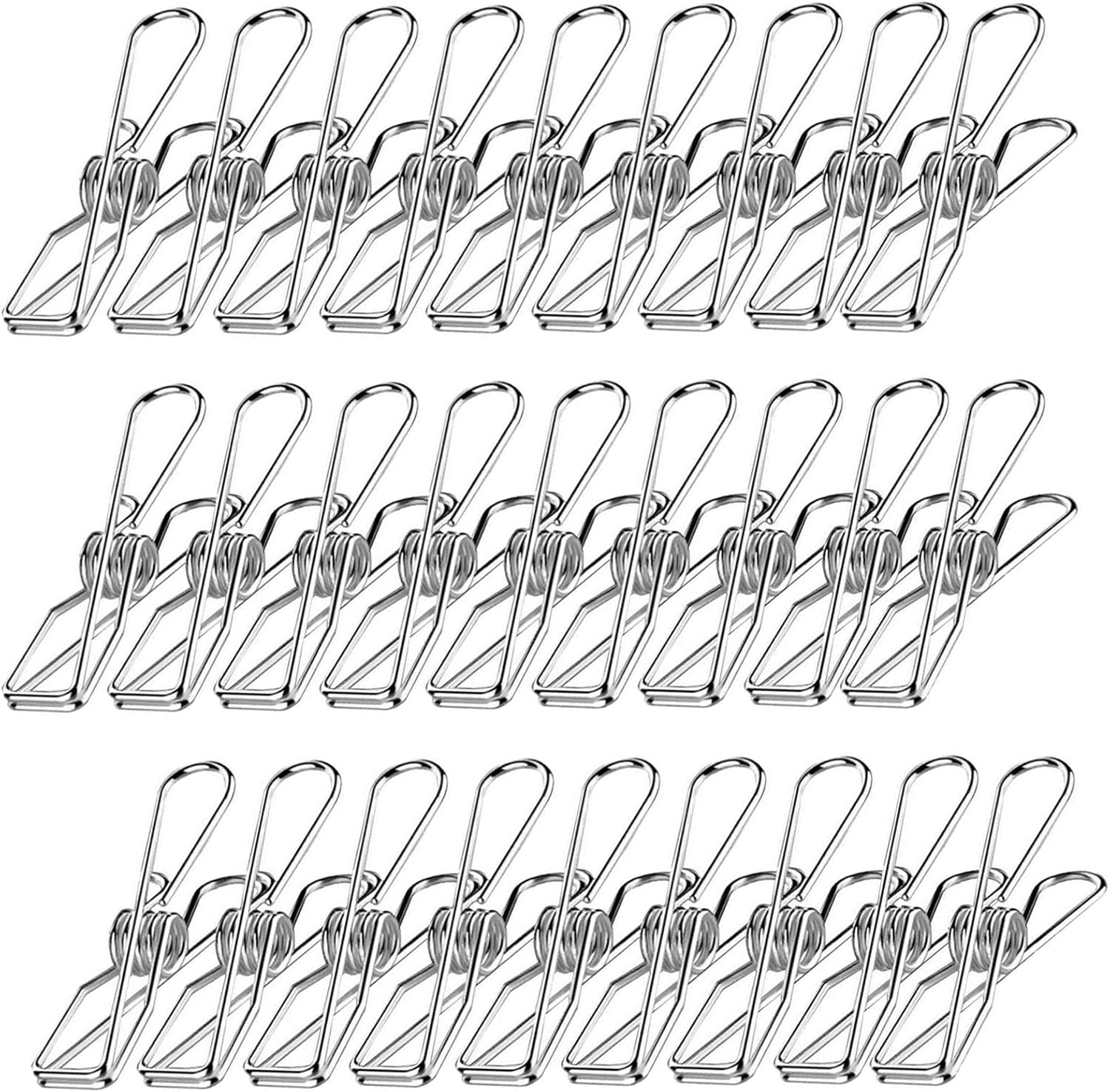 Clothes Pegs, 32 Pack Rustproof Stainless Steel Clothes Laundry Clips for Washing Line, Strong Grip Washing Line Clip, Laundry Pegs Clips for Snack Bags, Towels, Picture, Paper, Kitchen, Office image number 6