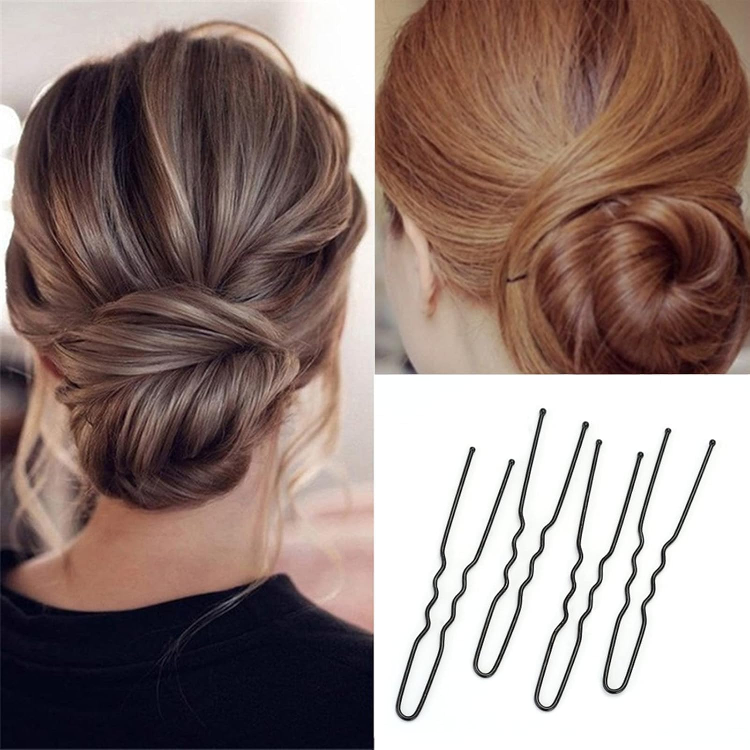 Pack of 40 U-Shaped Hair Pins, 6 Cm, Black Hair Pins, U-Shape Hair Styling Accessories image number 1