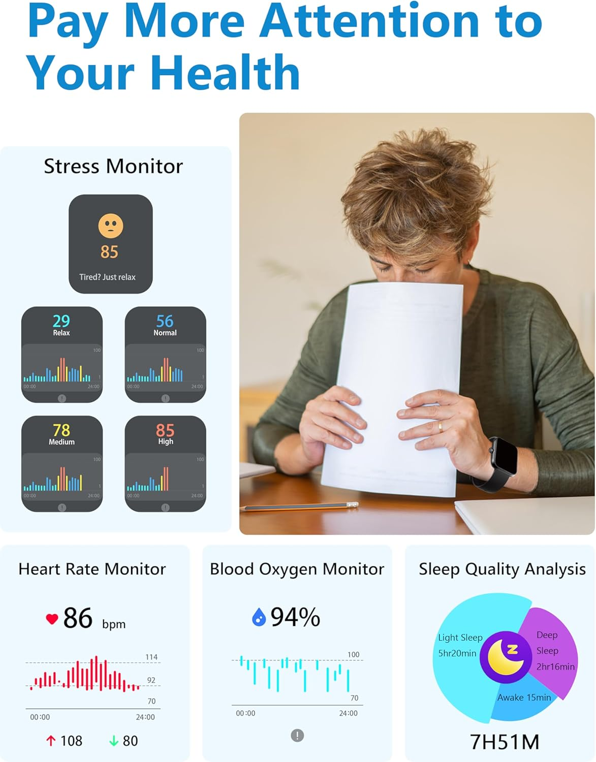 Smart Watch, 1.83" Smartwatch Women Men Answer Make Calls, Alexa Fitness Watch, IP68 Waterproof Fitness Tracker Watch, Heart Rate Monitor, 100+ Sports Pedometer Watch, Timer for Android & Ios Phone image number 4