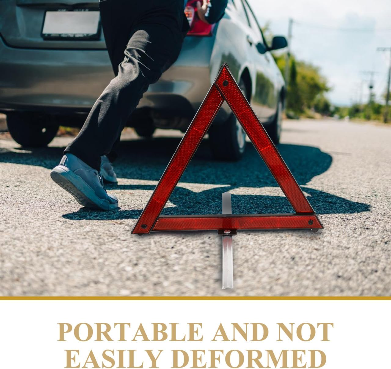 KICHOUSE 3Pcs Car Emergency Triangle Warning Sign Reflective Safety Triangles Foldable Roadside Safety Kit for Vehicle Use Roadside image number 6