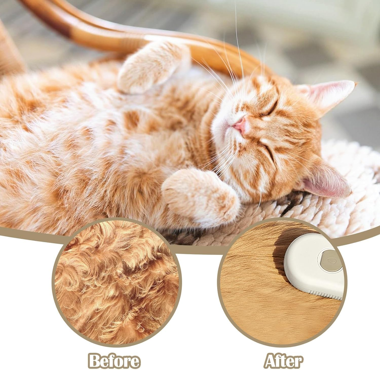 Steam Brush Cat Brush with Steam Pet Spray Massage Comb 3-In-1 Steam Brush Multifunctional Steam Brush Pet Hair Removal Comb Steam Brush Dog (Porcelain White) image number 4