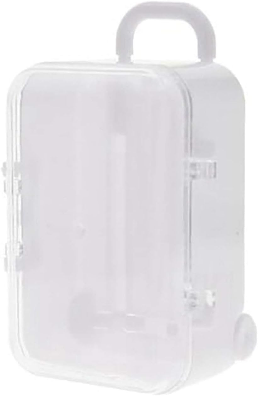 Mellisso 2X White/Pink Mini Roller Travel Suitcase Candy Box Personality Wedding Candy Box Luggage Trolley Case Candy Toy Small Storage Box image number 3
