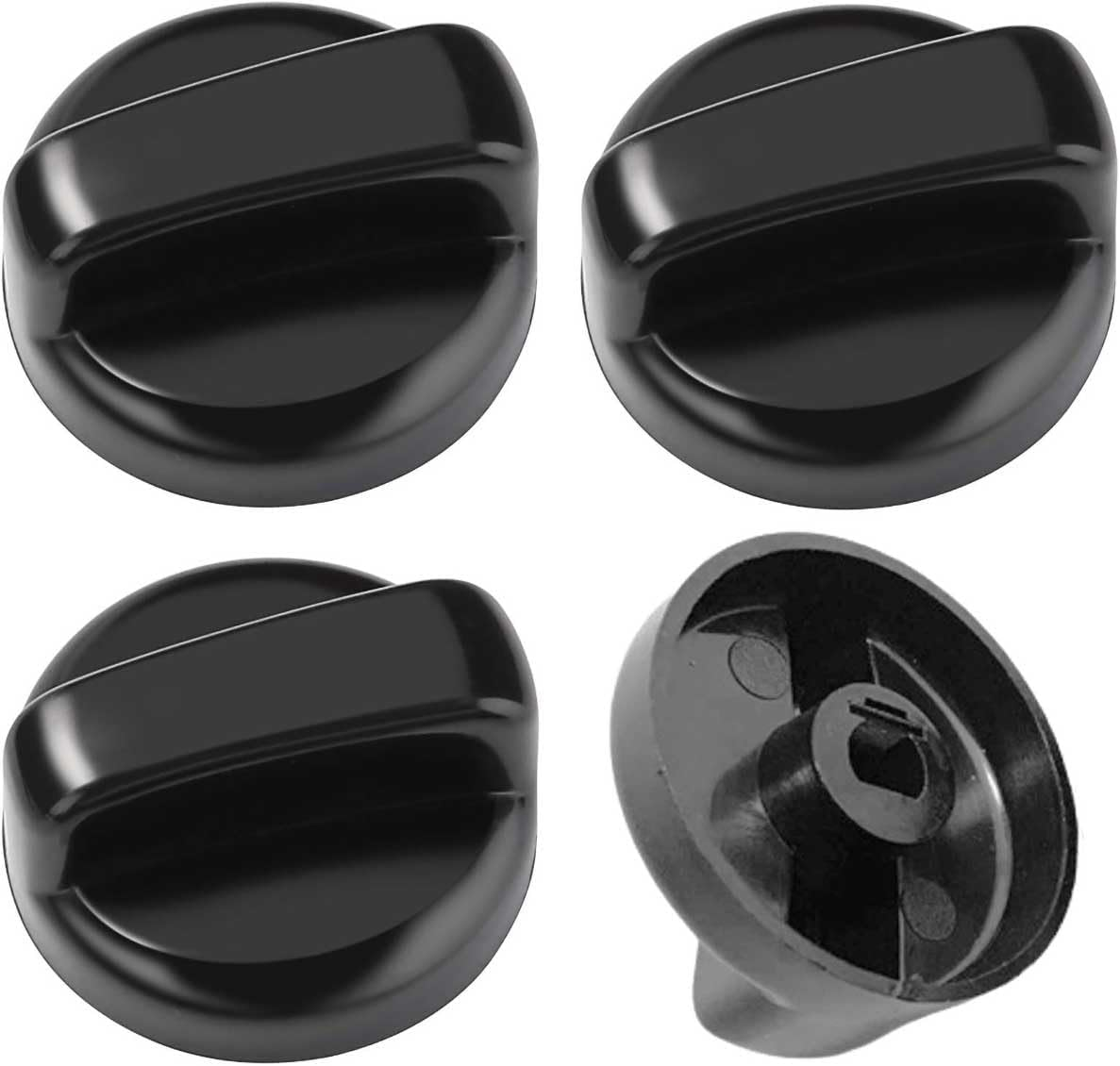 Lesimnky 4-Pack D-Shape Control Knobs for Patio Heater, Gas Fireplace, Fire Pit & Gas Grill - Black Plastic Knobs with Stainless Steel Finish image number 1