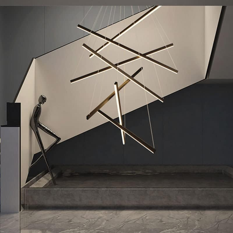 BAMDECOR 100Cm Adjustable Pendant Light for Double-Storey Villa Commercial Use with Soft Light and Eye Protection Black Aluminum & Silicone image number 2