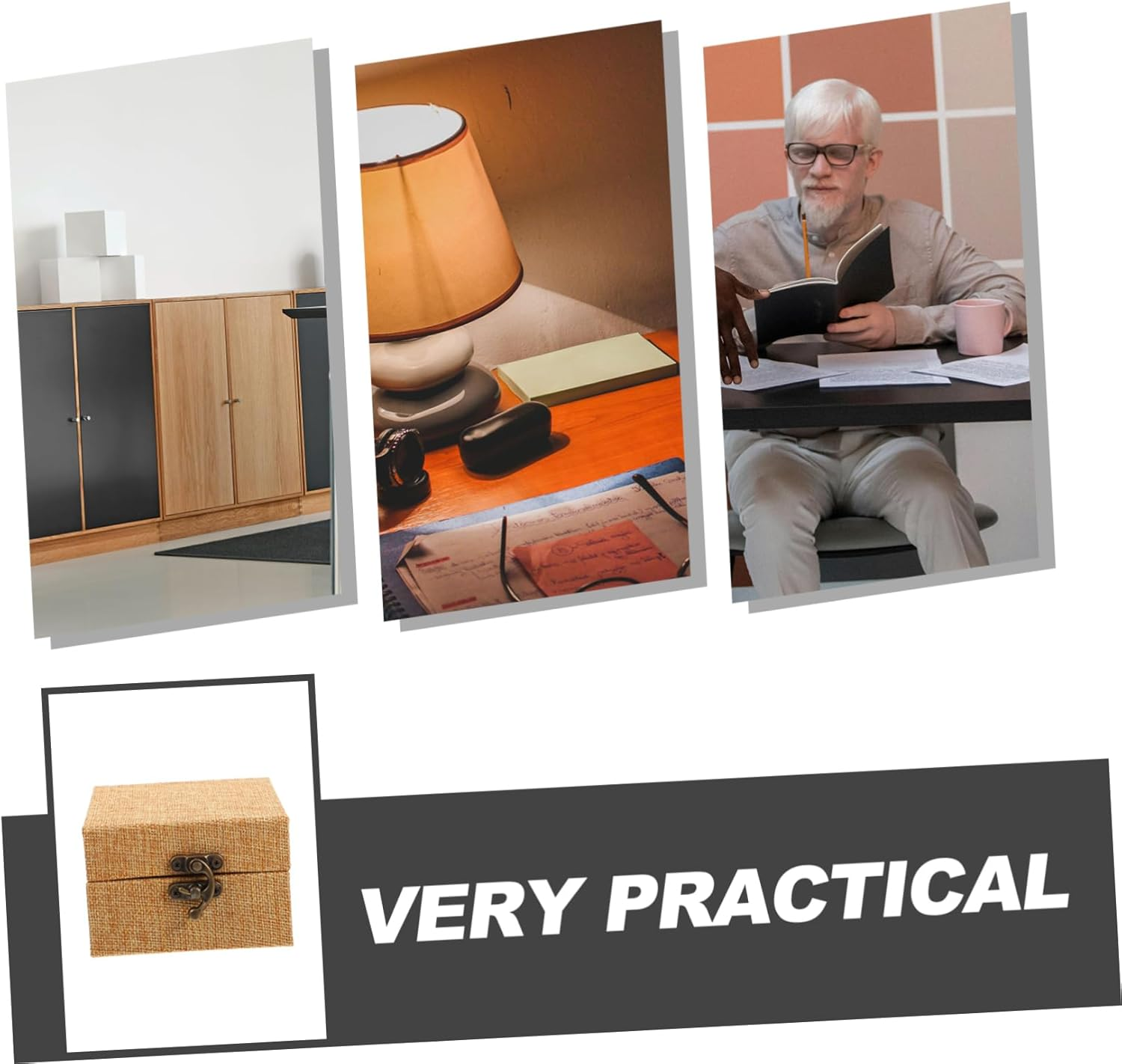 Jojofuny Keepsake Box Small Wooden Box Lid Ink Paste Vintage Trinket Organizer Treasure Chest image number 2