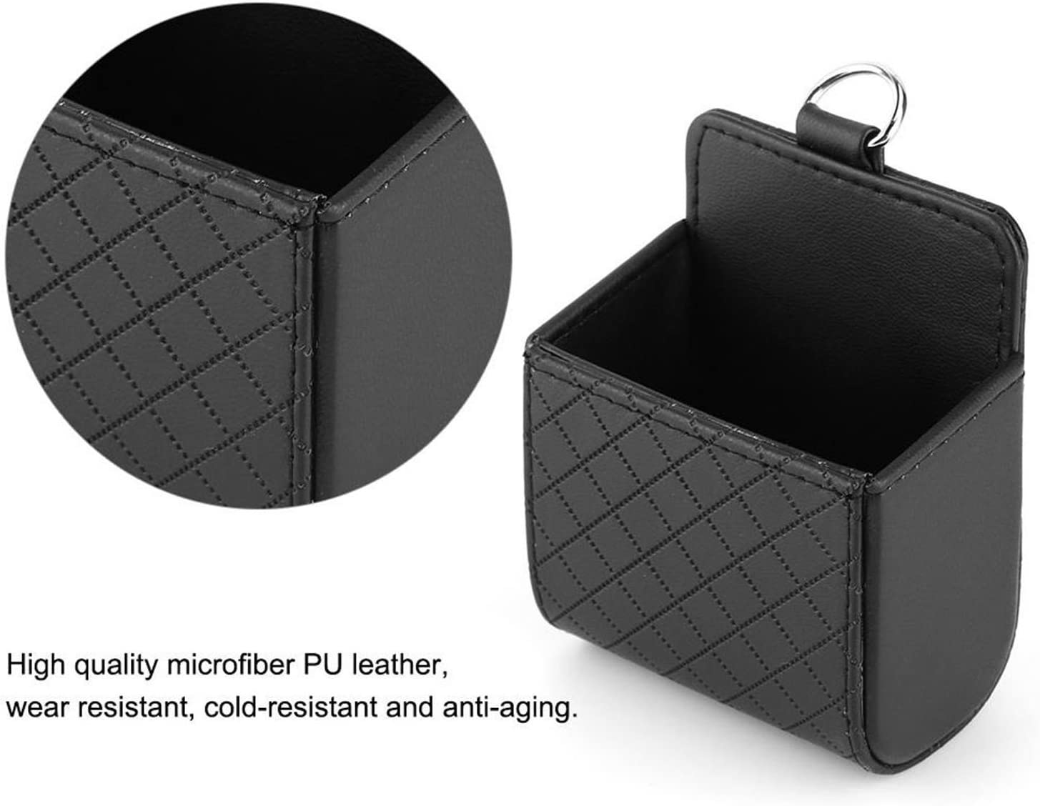 Yosoo Car Auto Seat Back Interior Air Vent Cell Phone Holder Pouch Bag Box Tidy Storage Coin Bag Case Organizer with Hook (Black) image number 5