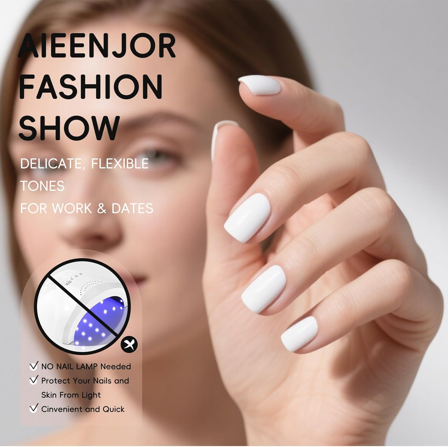 Aieenjor Nail Polish White, 10 Ml Shiny Quick-Drying Long-Lasting Nail Polish for DIY Nail Art Manicure - White image number 6