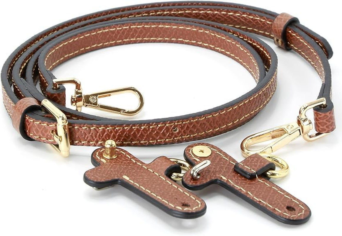 Strap for Mini Bag, Leather Crossbody Bag Strap Kit, Purse Straps Replacement Crossbody 1.2M Brown-Gold